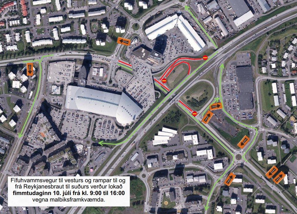 Fífuhvammsvegur v. Reykjanesbaut lokunartilkynning Fífuhvammsvegur v. Reykjanesbaut lokunartilkynning